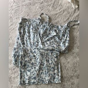 Floral Blue and White Pajama Set